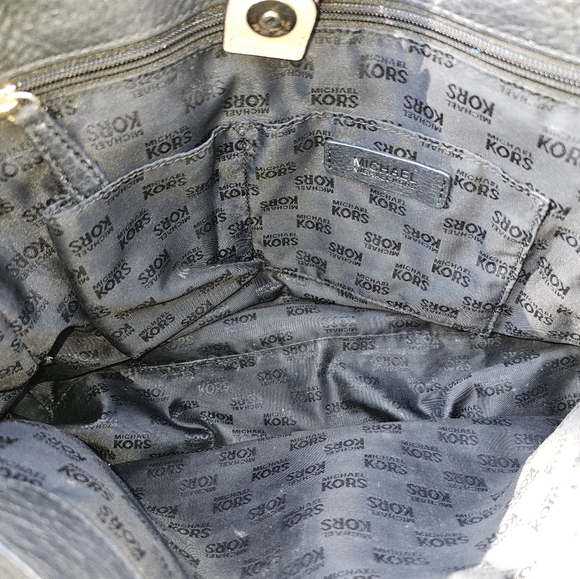 Michael Kors Black and Tan Large Leather Tote with Gold Accents - Picture 12 of 15